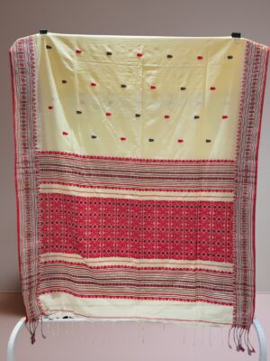 Cream Assam Khadi Cotton Jamdani Saree